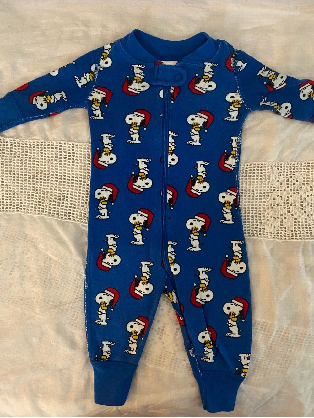 Hanna Andersson 100% Cotton Peanuts Snoopy Christmas Pajamas Sz 0-3 Months